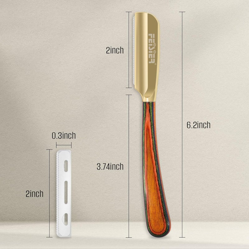 FEISIER Straight Razors for Men,Stainless Steel Barber Razor with Guard Professional Straight Single Edge Razor Kit, Premium Barber Razor for Men's Shaving,Salon and Home Included 10 Blades - Image 2
